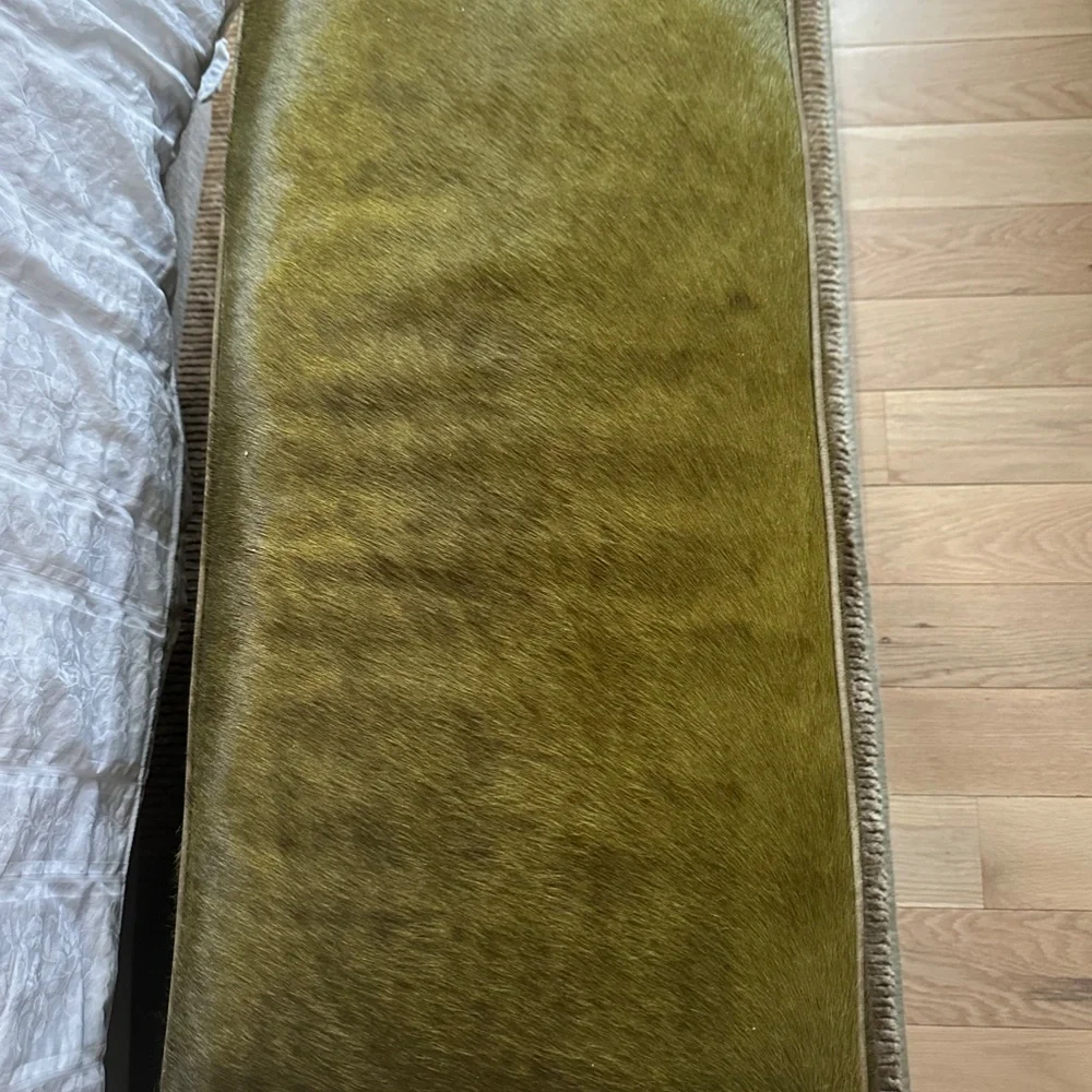 Crate & Barrel Hide Ottoman in Evergreen